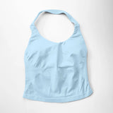 NCLAGEN Gym Halter Top Woman Longline Strappy Tank Padded Yoga Clothing Fitness Workout Running Activewear Pilates Clothes