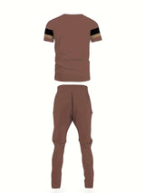 The new men's set for summer 2025 featuring 3D striped prints is a casual and fashionable outdoor sportswear