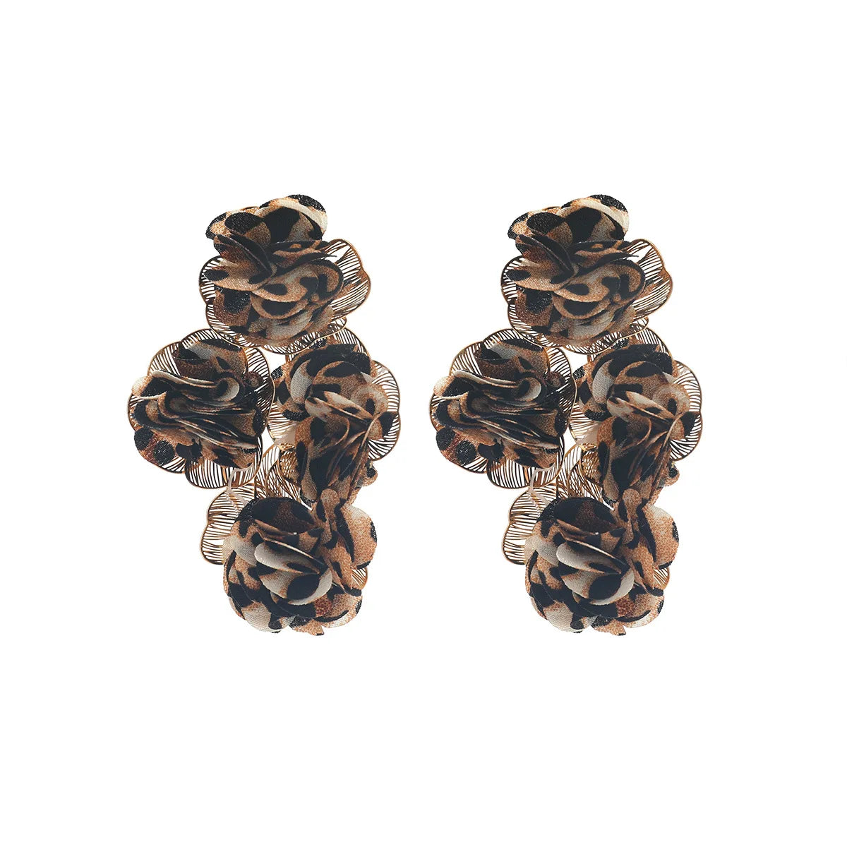 Chiffon flower multi-layer earrings, summer beach vacation style exaggerated earrings design, light luxury, niche
