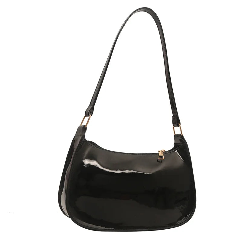 HOMEFISH PU Leather Underarm Bag Solid Color Women Fashion Daily Commuter Shoulder Bag Versatile Mini Handbag for Shopping