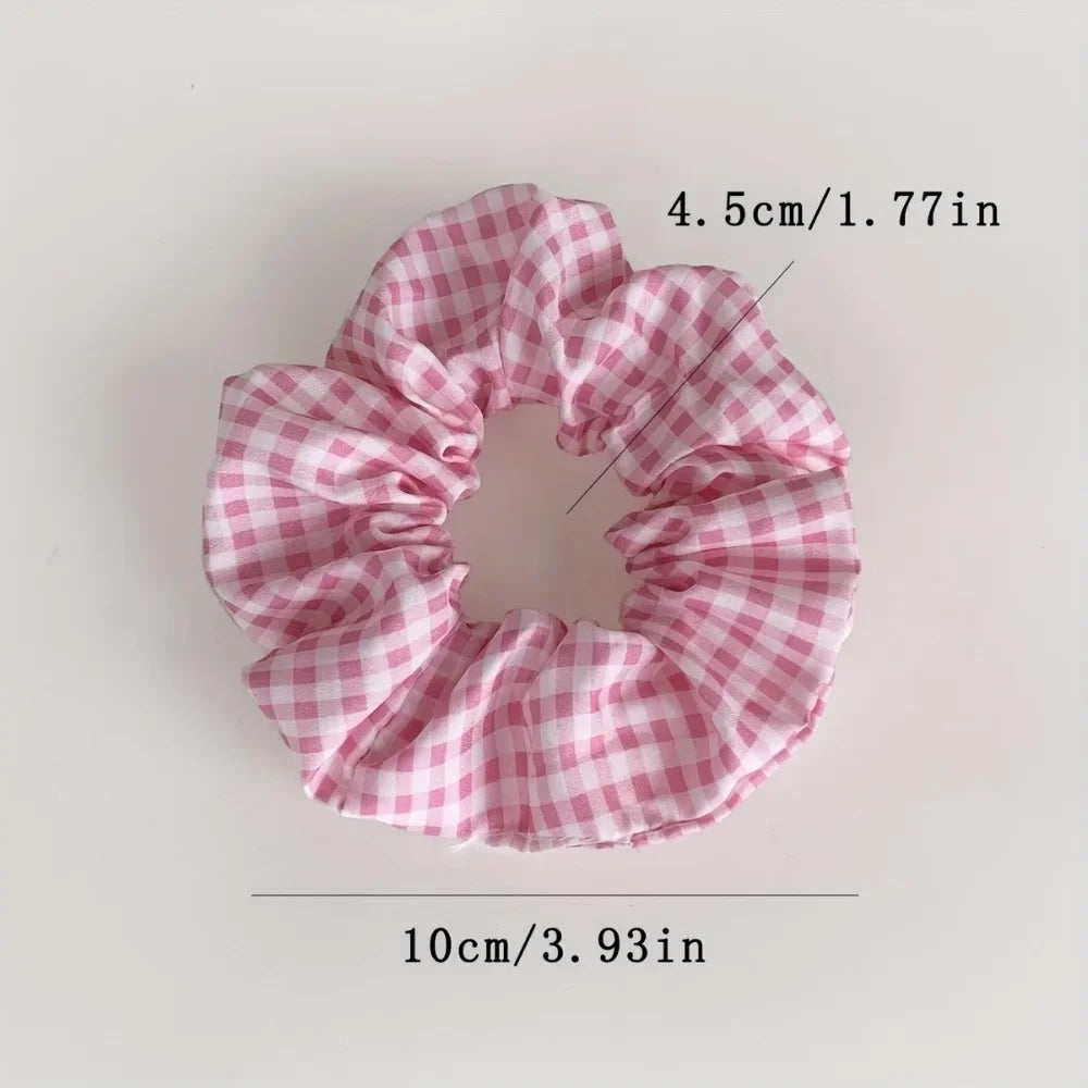 5pcs Polka Dot Hair Ties Cute Fabric Scrunchies Floral Print Hair Bands Elegant Academy Style for All Ages