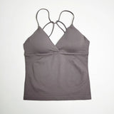 NCLAGEN Vision Twist Front Longline Top Women's Seamless Thin Straps Yoga Gym Workout Vest Running Tank Tops Fitness Clothing
