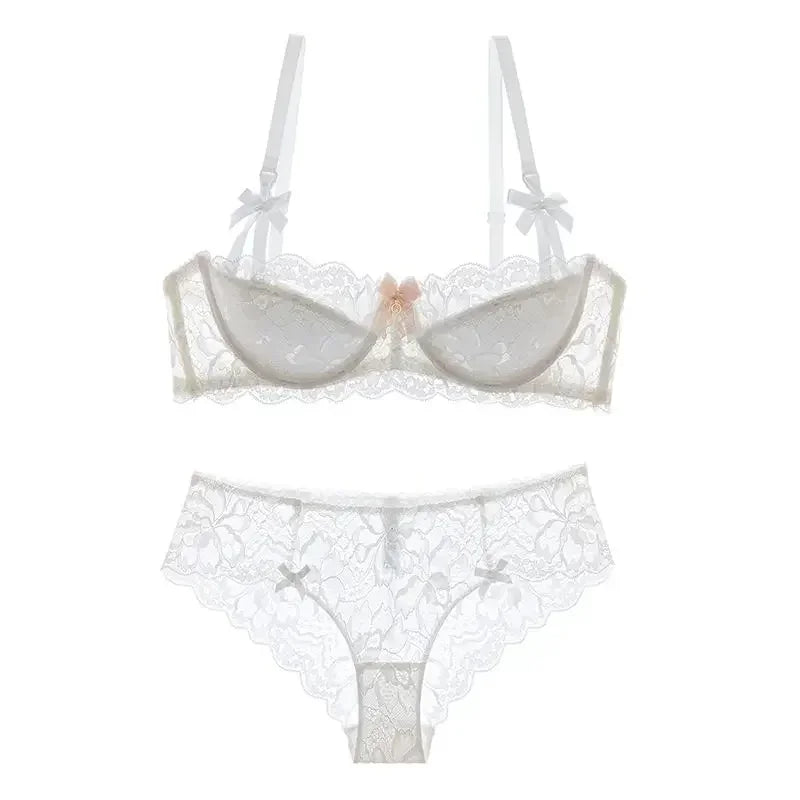 MOYISU French Romantic Lace Comfortable Breathable セクシー Tushy Slim Bra Collection Pure Desire Girls Push Beautiful Underwear SET