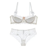 MOYISU French Romantic Lace Comfortable Breathable セクシー Tushy Slim Bra Collection Pure Desire Girls Push Beautiful Underwear SET