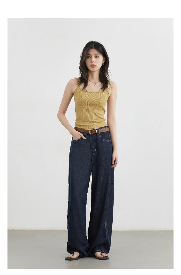 CHIC VEN Women's Jeans Loose Casual New High Waist Split Female Wide Leg Denim Pants  Spring Autumn 2025