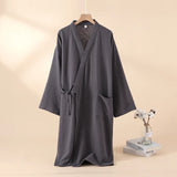 Kimono Robes for Men's and Women's Sleepwear Cotton Yarn Bathrobe Tied Cardigan Thin Home Clothes Couple's Robes