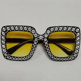 Diamond Oversized Sunglasses Big Square Frame Sunglasses UV400 Crystal Eyewear Retro Rhinestone Frames Eyeglasses