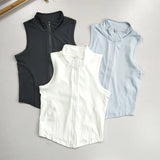 Zip Up Training Vest, Sleeveless Quick Dry Top for Gym, Running & Yoga, Casual Outer Wear