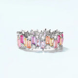 ALLNOEL Rainbow Band Ring for Woman Pure 925 Sterling Sliver 5A Zircon Eternity Fine Jewelry Colorful Engagement Birthday Gifts