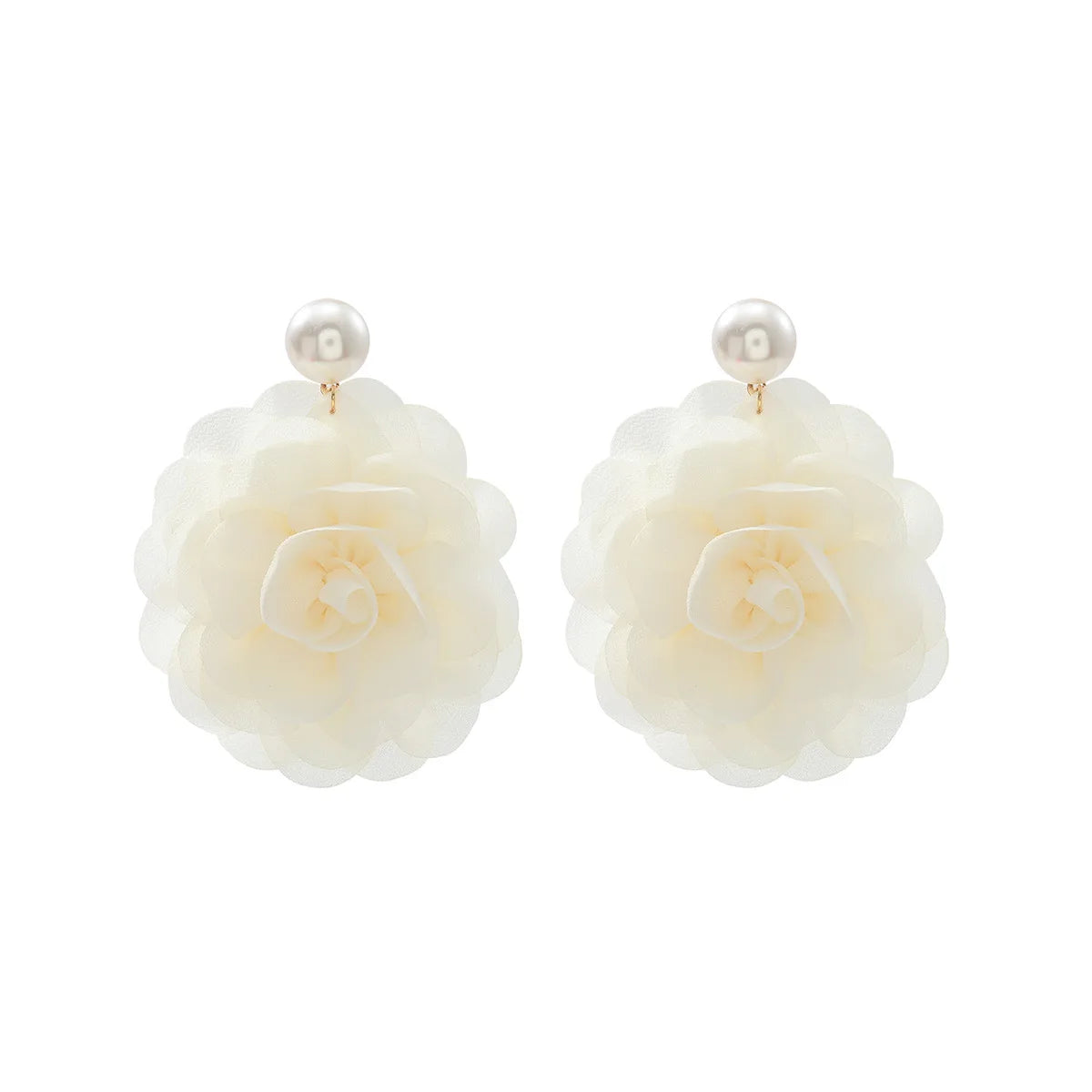 Chiffon flower multi-layer earrings, summer beach vacation style exaggerated earrings design, light luxury, niche