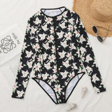 2026 Surfing Sport Swimsuit Long Sleeves Women One Piece Swimsuit  Swimwear Solid Monokini Bathing Suit Tropical Bodysuit Female