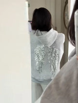 Sequin Angel's Wings Hoodies Women Chic Loose Long Sleeve Pullovers Top Slim Yoga Pant Set 2025 New Casual Lady Two Piece Sets