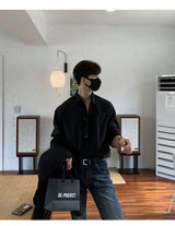 New Korean Business Men Shirts Light Luxury Slim-fit Solid Color Long Sleeve Cardigans Leisure Breathable Solid Color Basic Tops