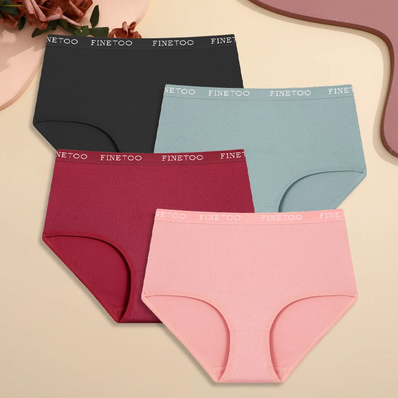 4Pcs S-XXL Cotton High Waist Underpants Women's Seamless High Elastic Belt Panties Comfortable Sports Briefs Breathable Lingerie