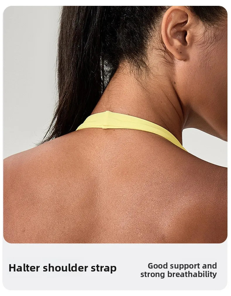 YOGA Naked Feeling Strappy Padded Sports Bras for Women - Fitness Workout Top Criss Cross Back Yoga sports Bras No steel ring