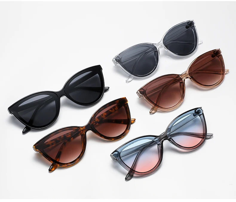 Large Frame Cat Eye Sunglasses Women New Retro Minimalist Style Gradient Sun Glasses High Quality Eyeglasses UV400
