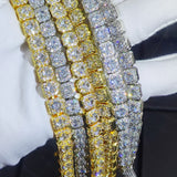HHIOK Clustered Diamond Tennis Chain Miami Tennis Link Bracelet for Women 7MM Iced Out CZ Cuban Necklace Hip Hop Jewelry Gifts