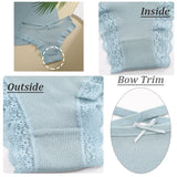 3PCS/Set Women Cotton Panties Sexy Low Rise Lace Brazilian Panties Hollow Out Soft Breathable Lingerie Female Bow Underwear S-XL