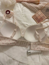 Teenage Sexy Lace Floral Bra Set Comfortable Non-steel Ring Beauty Back Small Breasts Gathered up Support Anti-Sagging Bra Set
