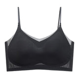Ultra-Thin Breathable Ice Silk Top Bra Women's Seamless Back Halter Vest Wrap Bra Small Chest Together