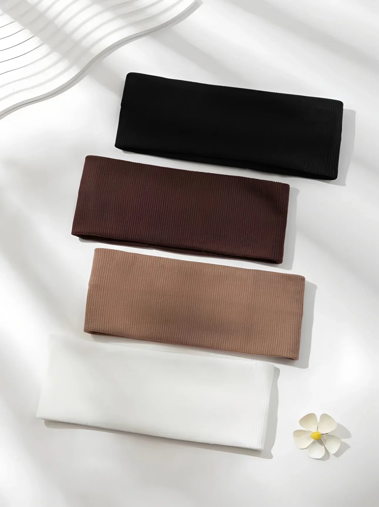 4 Simple and stylish women's solid color elastic hair tie set Cute face-washing and makeup headband Retro sports running yoga he