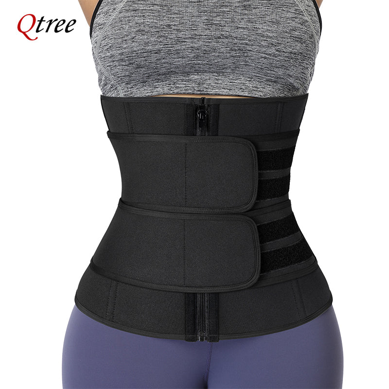 Qtree Waist Trainer Plus Size for Women Sports Girdle Corset Slimming Belly Body Shaper Sweat Trimmer Belt Slimmer Weight Loss