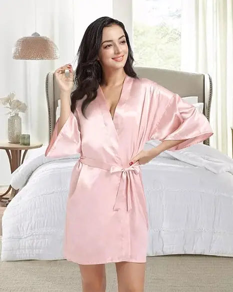 RB032 2018 New Silk Kimono Robe Bathrobe Women Silk Bridesmaid Robes Sexy Navy Blue Robes Satin Robe Ladies Dressing Gowns