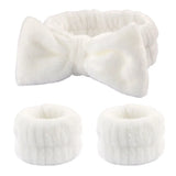 Women's Soft Coral Fleece Headband Wide Bow Hair Band Wristband for Skincare Face Washing Hair Accessories