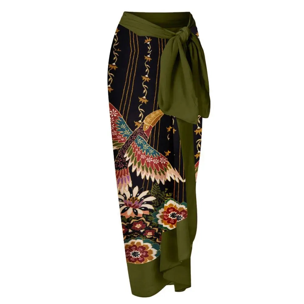 2026 New Sexy Print Retro Swimwear Beach Dress Cover Up Long Skirts Skirt Party Outfits Swimsuit Beachwear