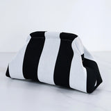 Women's Striped Beach Clutch Bag Versatile Small Woven Crochet Handbags Purses Knitting Dumpling Clutch Casual Bag