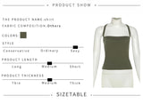 Low-Neck Vest Women Cross Shoulder Strap Solid Skinny Stretch Sexy Midnight Hottie Beach Party Sporty Basis Tops