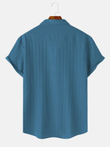 Men's  Comfortable Shirt Summer Beach Men's Shirt   Men's Short Sleeve Shirts  Solid Color Casual Short Sleeve Shirt