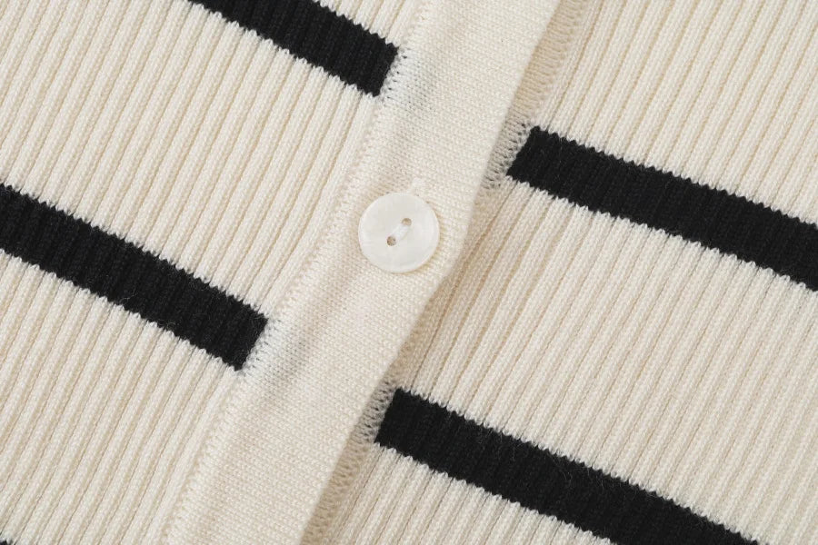 AS AW25 stripe knitting cardigan + sleeveless patch dress maxi matching set for woman clothing