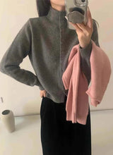 New Soft Comfortable Stand-Up Collar Sweater Cardigan Women Simple Single Breasted Cardigans Coat Autumn Solid Knitted Outerwear