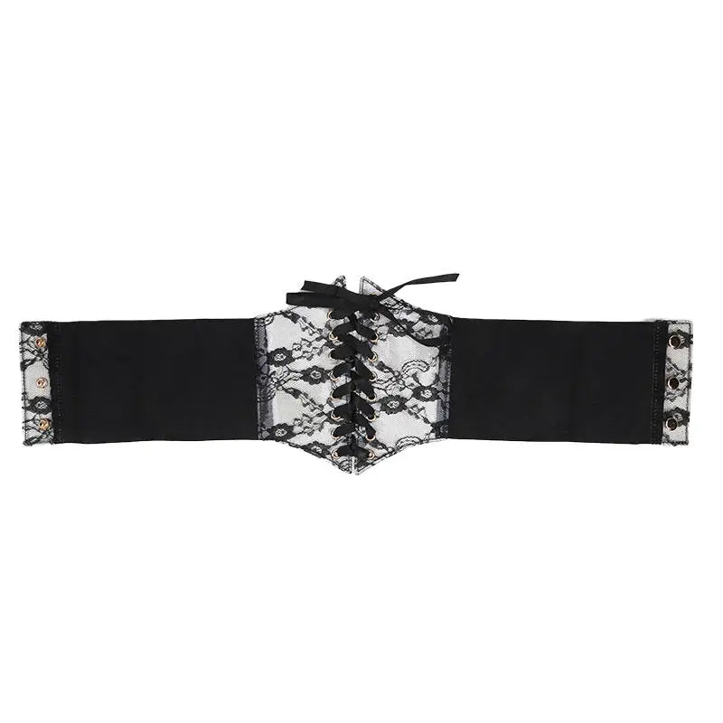 Fashion Women Waist Corset Flower Embroidery Elastic Waistband Black White Red Pink Wide Lace Slimming Body Belts Cummerbunds
