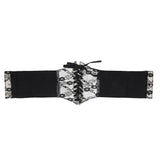 Fashion Women Waist Corset Flower Embroidery Elastic Waistband Black White Red Pink Wide Lace Slimming Body Belts Cummerbunds