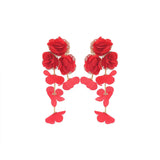 Chiffon flower multi-layer earrings, summer beach vacation style exaggerated earrings design, light luxury, niche