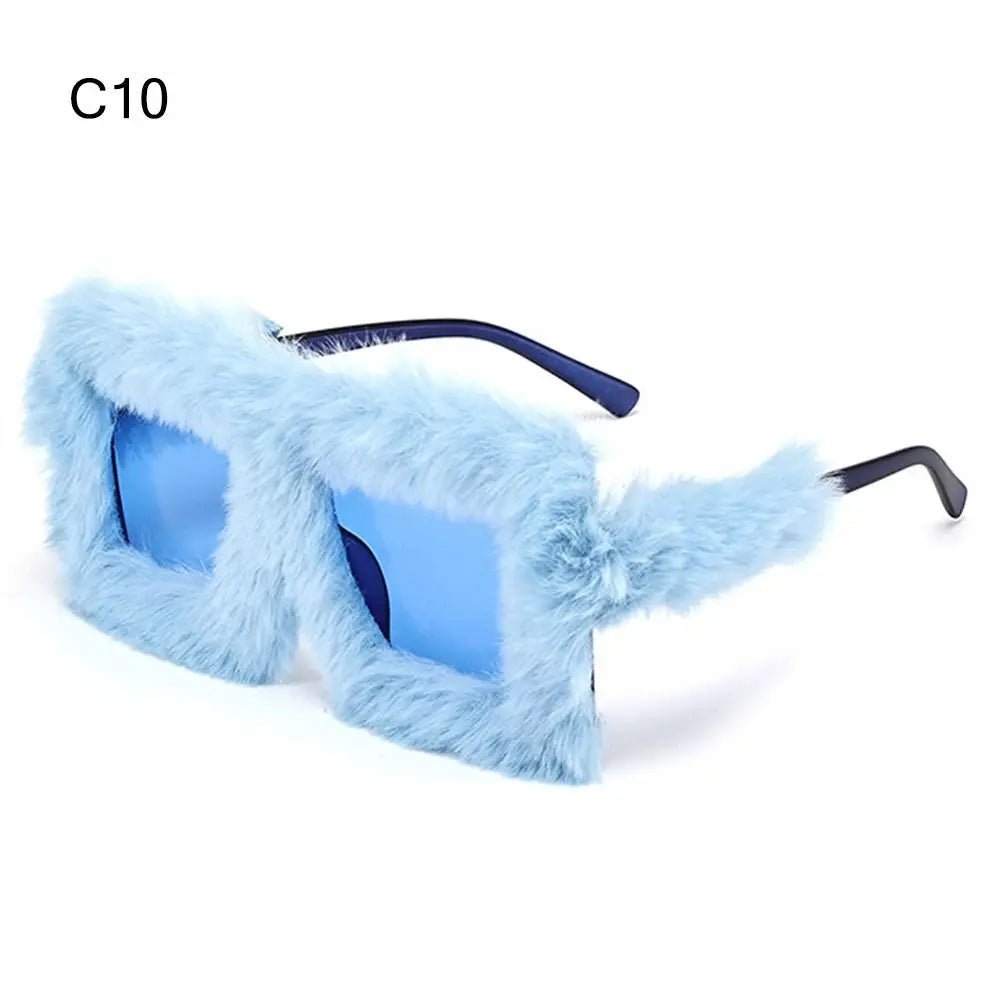 Y2K Oversized Plush Sunglasses Style Soft Fluffy Winter Shades Party Christmas Halloween Cosplay Novelty Glasses for Women
