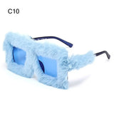 Y2K Oversized Plush Sunglasses Style Soft Fluffy Winter Shades Party Christmas Halloween Cosplay Novelty Glasses for Women