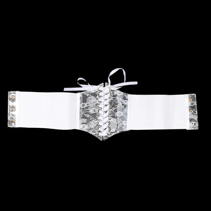 Fashion Women Waist Corset Flower Embroidery Elastic Waistband Black White Red Pink Wide Lace Slimming Body Belts Cummerbunds