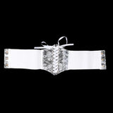 Fashion Women Waist Corset Flower Embroidery Elastic Waistband Black White Red Pink Wide Lace Slimming Body Belts Cummerbunds