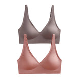 2Pcs/Set Seamless Bras For Women Wireless Underwear Push Up Bralette Soft Padded Deep V Sexy Lingerie Sleepwear Intimates S-3XL