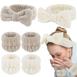 Women's Soft Coral Fleece Headband Wide Bow Hair Band Wristband for Skincare Face Washing Hair Accessories