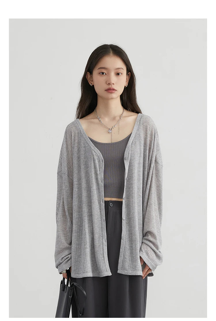 CHIC VEN Women's Cardigan New V-neck Long Sleeved Female Shirt Female Jumpers Sun Protection Woman Top Spring Summer 2026