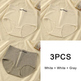 3PCS/set Color Panties Cotton Women Comfortable High-waist Underwear Soft Lingerie Breathable Female Panty Fitness Sports Briefs