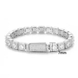 HHIOK Clustered Diamond Tennis Chain Miami Tennis Link Bracelet for Women 7MM Iced Out CZ Cuban Necklace Hip Hop Jewelry Gifts