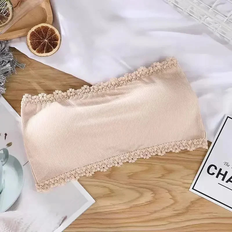 Summer Strapless Women Bras Back Lace Sexy Chest Tops Seamless Breathable Underwear Brassiere Solid Invisible Chest Wraps Bra