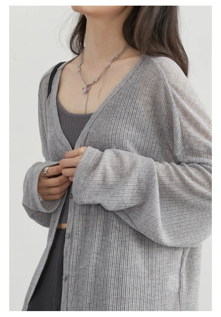 CHIC VEN Women's Cardigan New V-neck Long Sleeved Female Shirt Female Jumpers Sun Protection Woman Top Spring Summer 2026