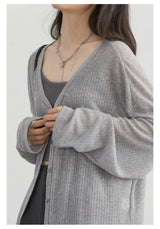 CHIC VEN Women's Cardigan New V-neck Long Sleeved Female Shirt Female Jumpers Sun Protection Woman Top Spring Summer 2026