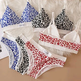 1/3/8Pcs Seamless Bra Set Low Waist Panties Leopard Bralette Sexy Lingerie Set Vneck Sport Brassiere Female Cotton Underwear Set